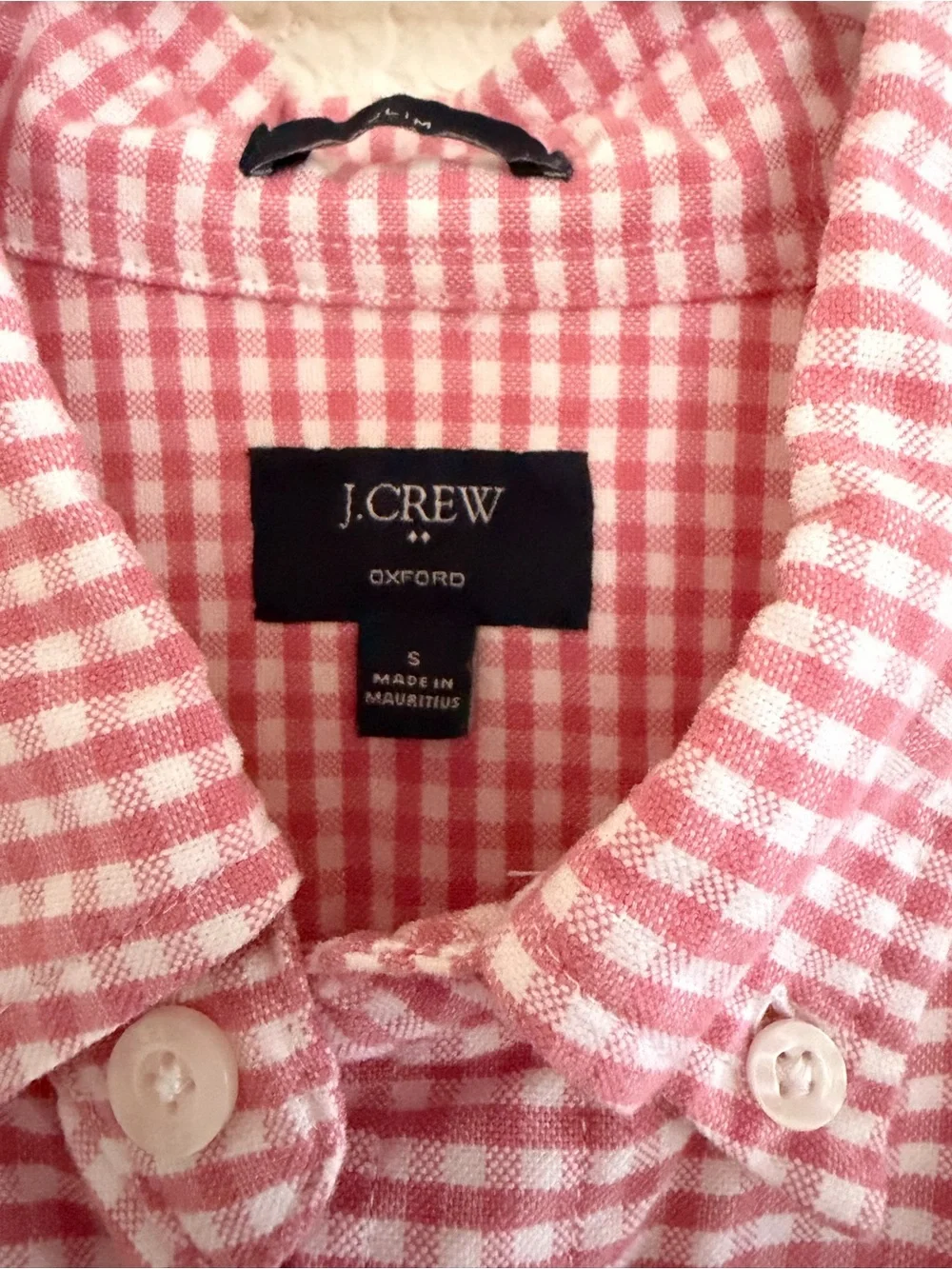 J. Crew Men’s Red and White Gingham Button-Down Shirt